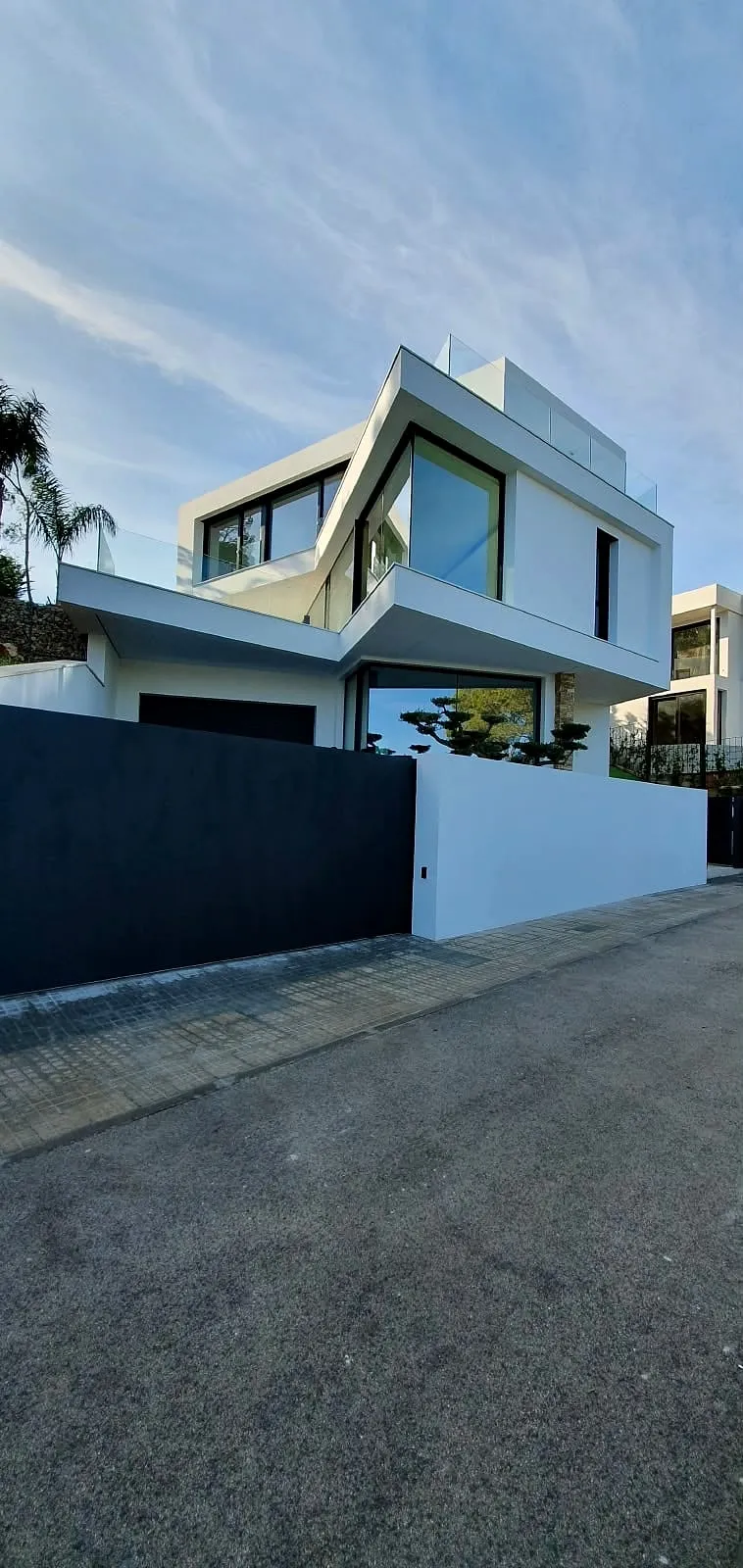 Cerramiento metálico negro de una casa moderna